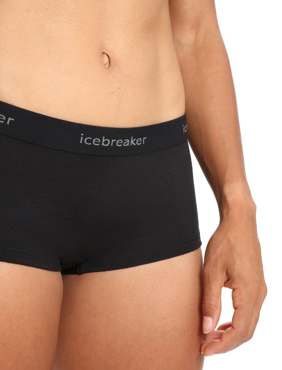 Bielizny Icebreaker Merino 200 Oasis Thermal Boy Shorts Damskie Czarne | PL 1262WNBY